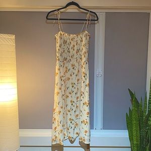 Reformation Dress - White & Yellow Flowers - Size L - NWT